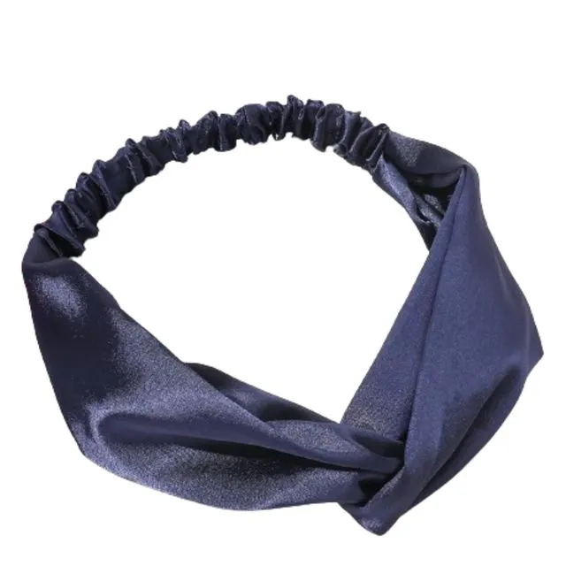 Navy Satin Headband