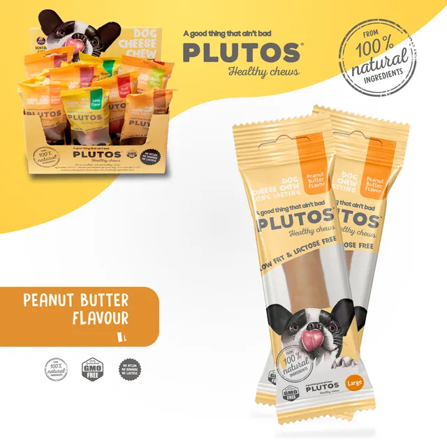 PLUTOS Cheese &amp; Peanut Butter Chew Large (Box of 15)