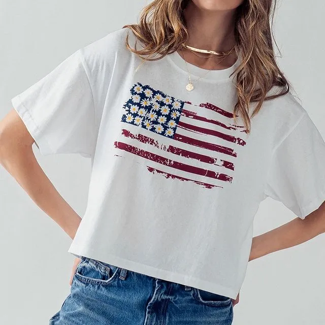 BLAIRE AMERICAN STRIPES AND DAISIES GRAPHIC TOP (6EA, S-L:2-2-2)