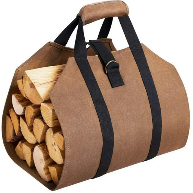 Outdoor camping accessories firewood carrier bag canvas durable wood holder carry storage pouch