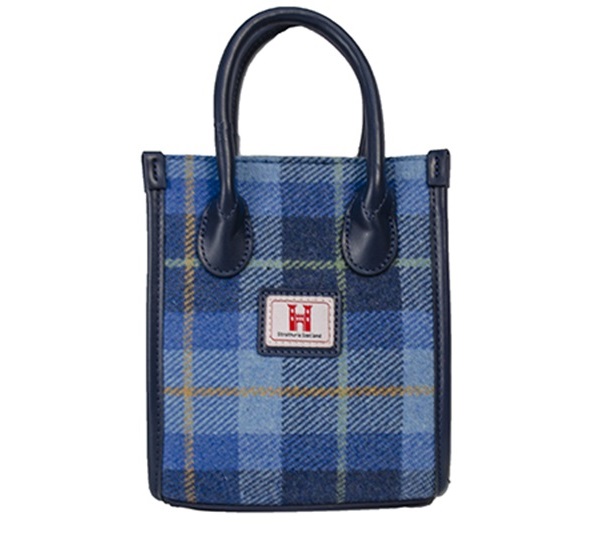 Strathurie Tartan Messenger Top Handle Handbag in Blue