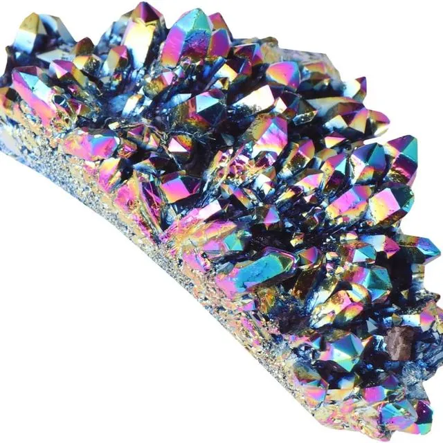 BESPORTBLE Rainbow Cluster, Titanium Coated Natural Rainbow Crystal Cluster Geode Stone Specimen - Desktop Ornament for Home Office