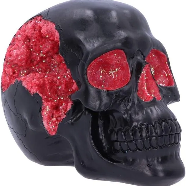 Nemesis Now Geode Black Red Gothic Glitter Skull Figurine, Polyresin, 17cm