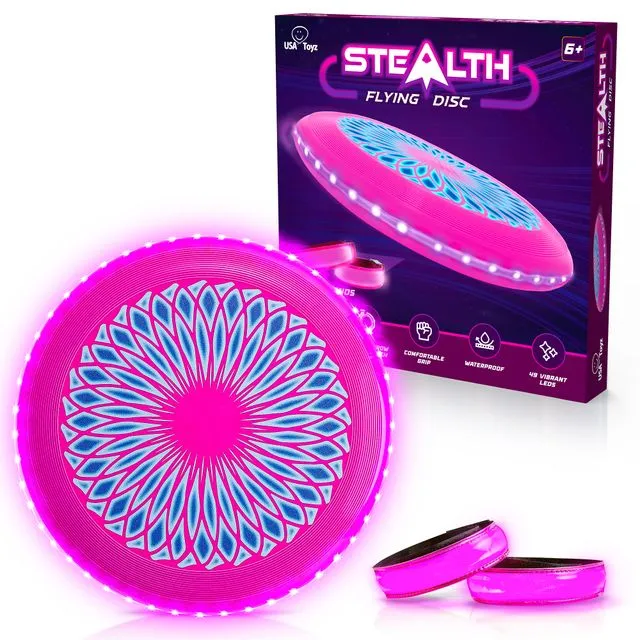 USA Toyz Stealth Flying Frisbee LED Disc - Pink/Purple