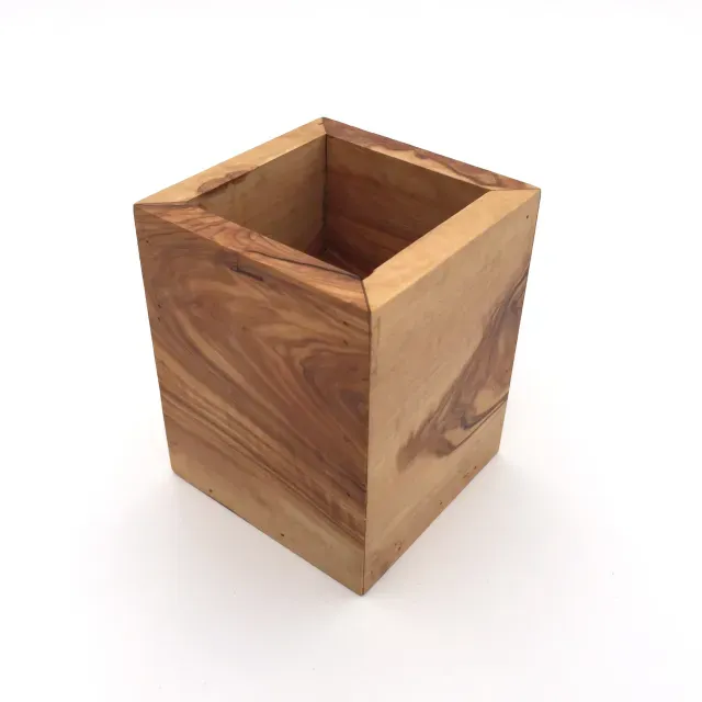 Square mug made of olive wood