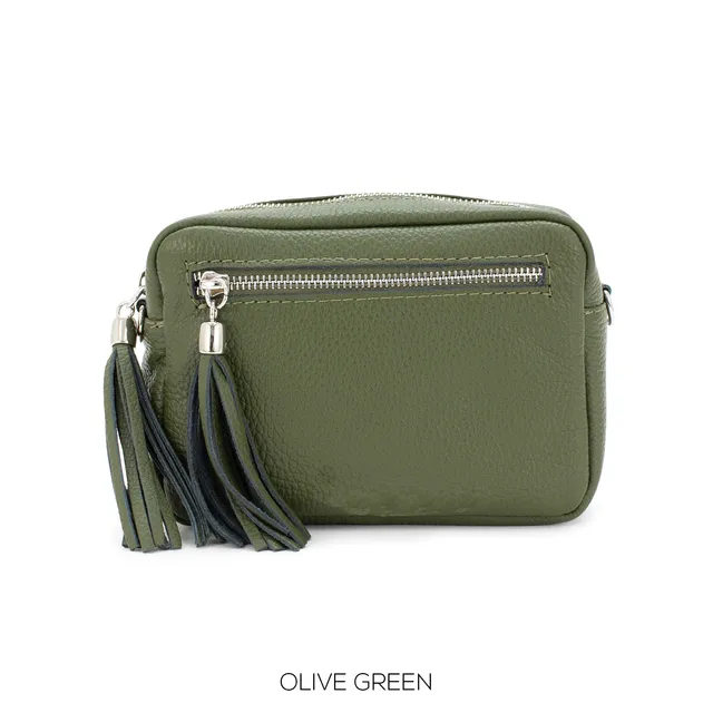 Leather Handbag in Olive Green