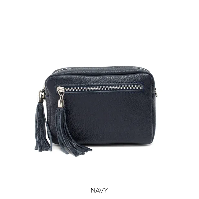 Leather Handbag in Navy Blue