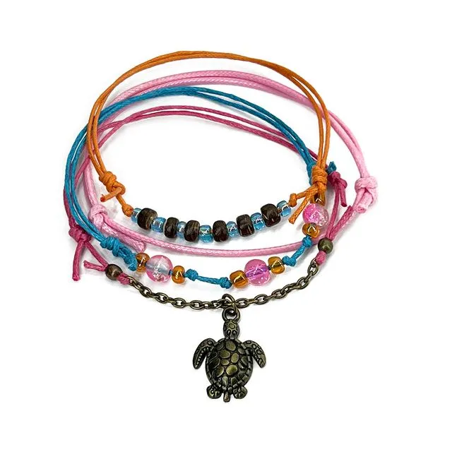 Sea Turtle Bracelet - Pink, Bronze