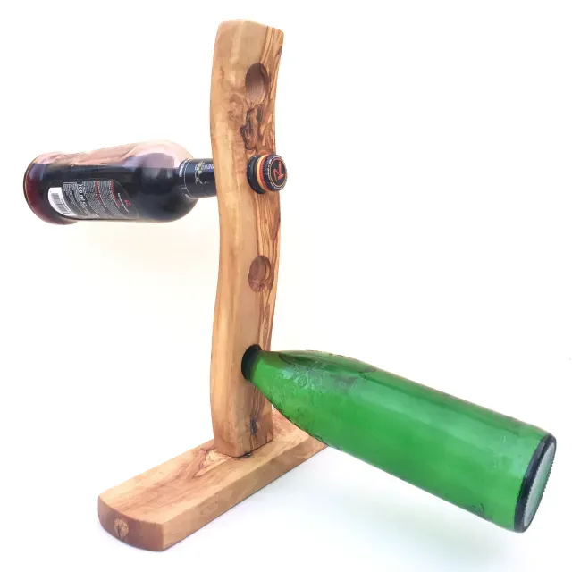 Bottle holder for 4 bottles made of olive wood