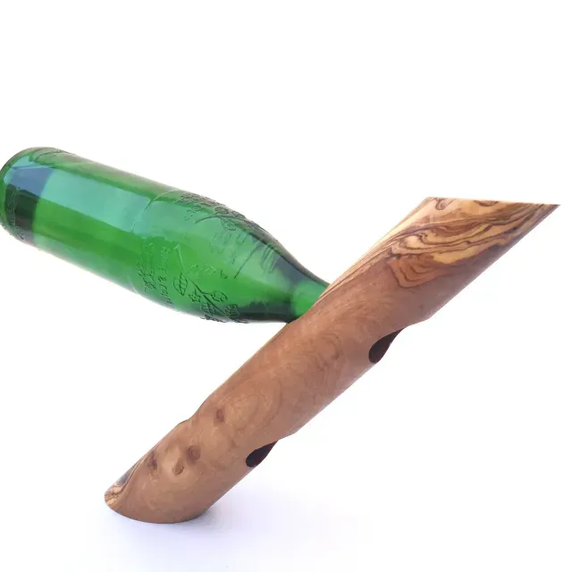 Bottle holder “Trunk” for 2 bottle made of olive wood