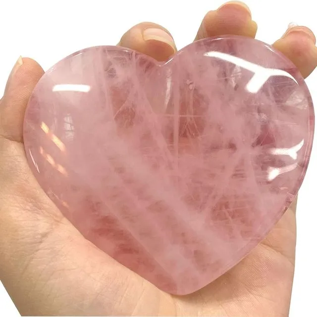 ideayard Rose Quartz Heart Stone 73-75mm Big Pink Healing Crystal Natural Gemstone