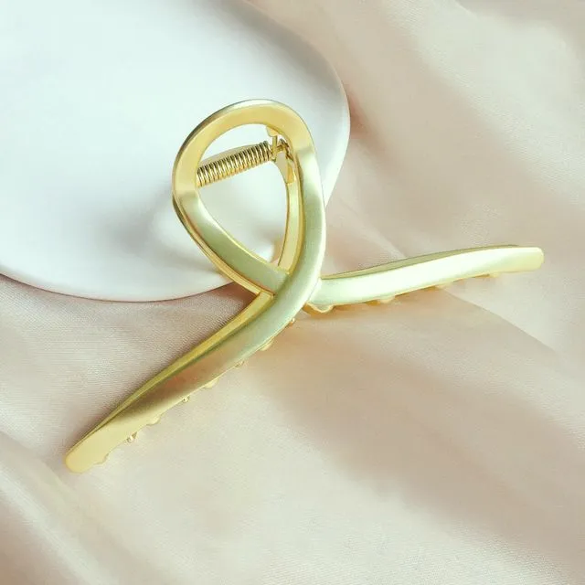 Large Claw Metal Hair Clips-Gold Minimalist Designs-Curved Line