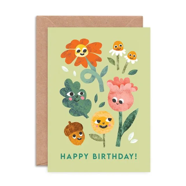 Flower Faces Birthday Card