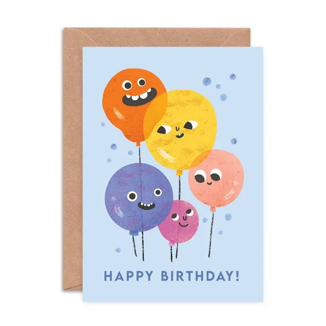 Balloon Faces Birthday Card