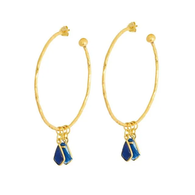 Nicky Navy Charm Large Hoops