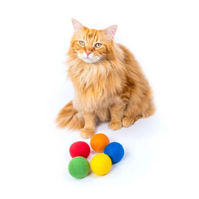 Felt Play Balls - Cat Toy