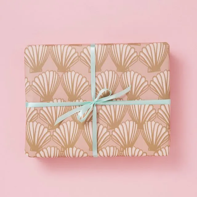 Sea Shells Mint - (Pink) Gift Wrap