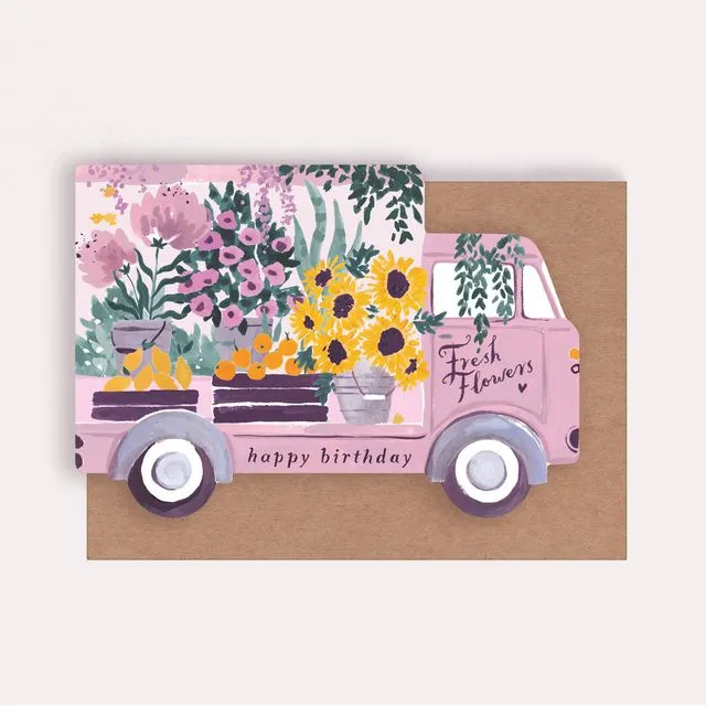 Flower Truck Birthday Card | Female Birthday Card | Floral