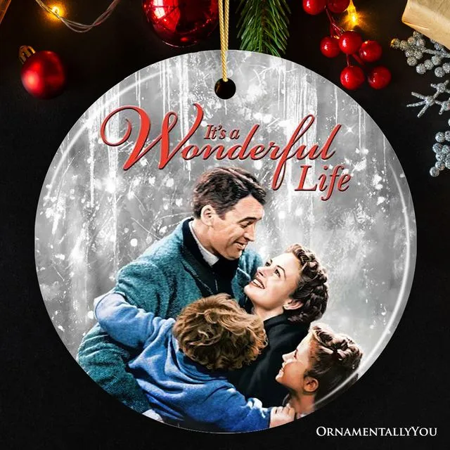 It's a Wonderful Life Ornament, Vintage Movie Christmas Decoration 1940s Circle