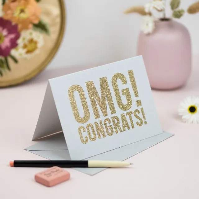 OMG! Congrats!' Card with Biodegradable Glitter