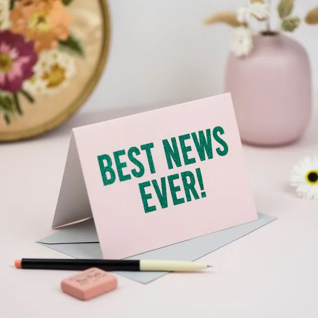 'Best News Ever' Card with Biodegradable Glitter