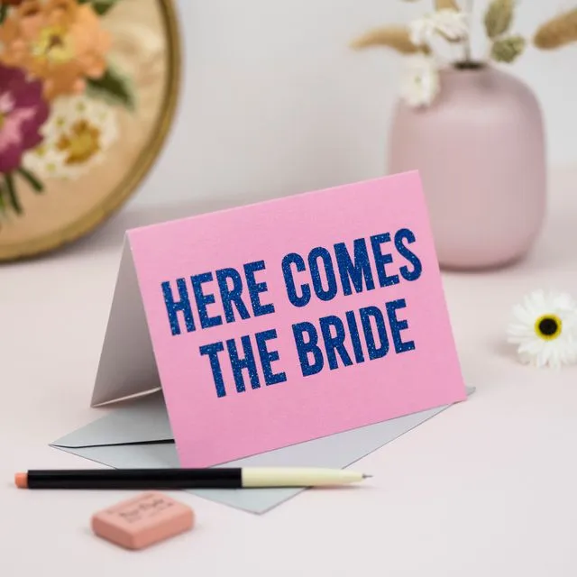 'Here Comes the Bride' Card with Biodegradable Glitter