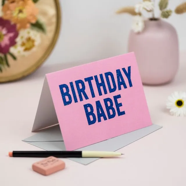 'Birthday Babe' Card with Biodegradable Glitter