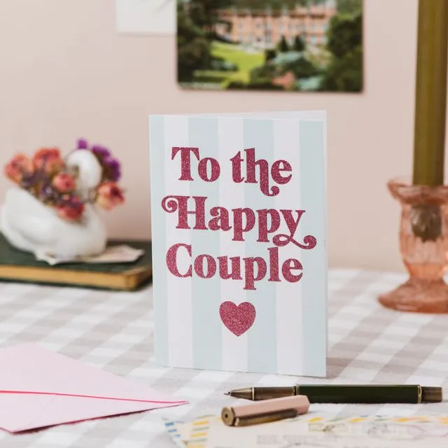 'To the Happy Couple' Stripe Card with Biodegradable Glitter