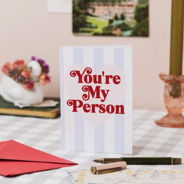 'You're My Person' Stripe Card with Biodegradable Glitter