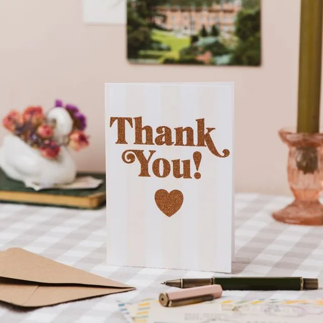 'Thank You' Stripe Card with Biodegradable Glitter