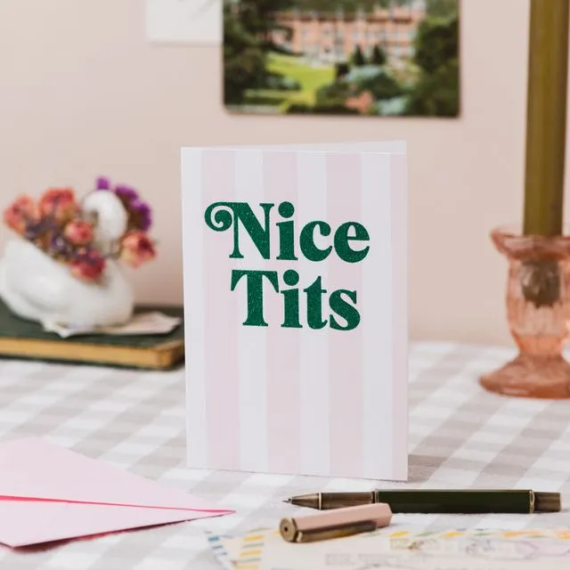 'Nice Tits' Card with Biodegradable Glitter