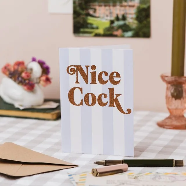 'Nice Cock' Card with Biodegradable Glitter