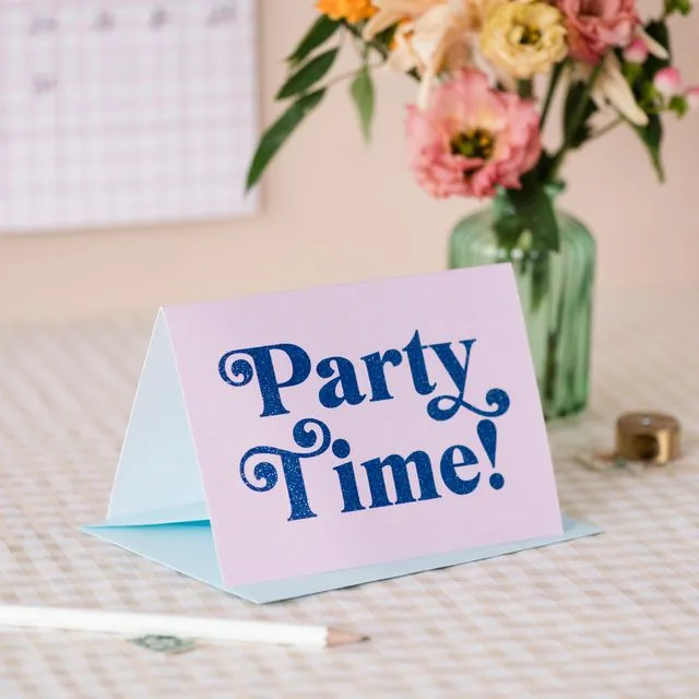 'Party Time!' Card with Biodegradable Glitter