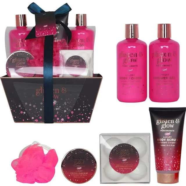 Valentine's Day - Pink bath box with fruity pomegranate perfume - 9pcs