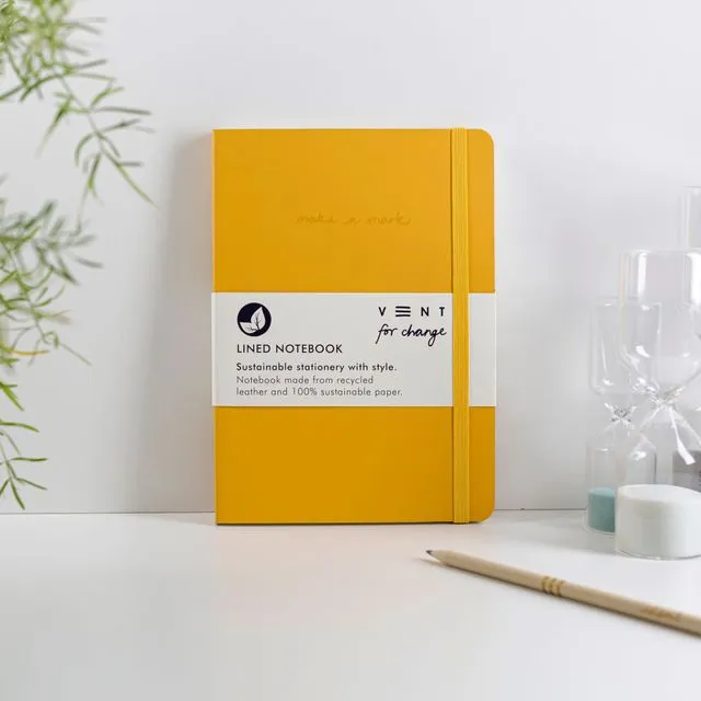Notebook A5 Recycled Leather Lined Paper - Mustard Yellow