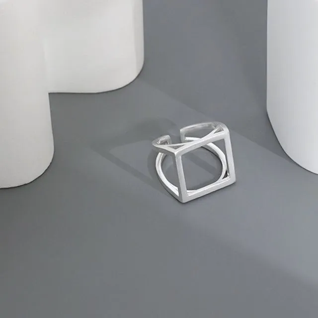 Sterling silver bold look square ring