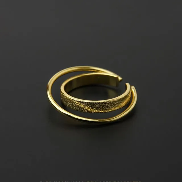 Star cloud-Minimal design double circle rings-Gold vermeil
