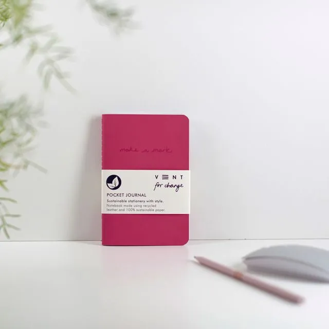 Notebook A6 Recycled Leather & Paper Journal Pink