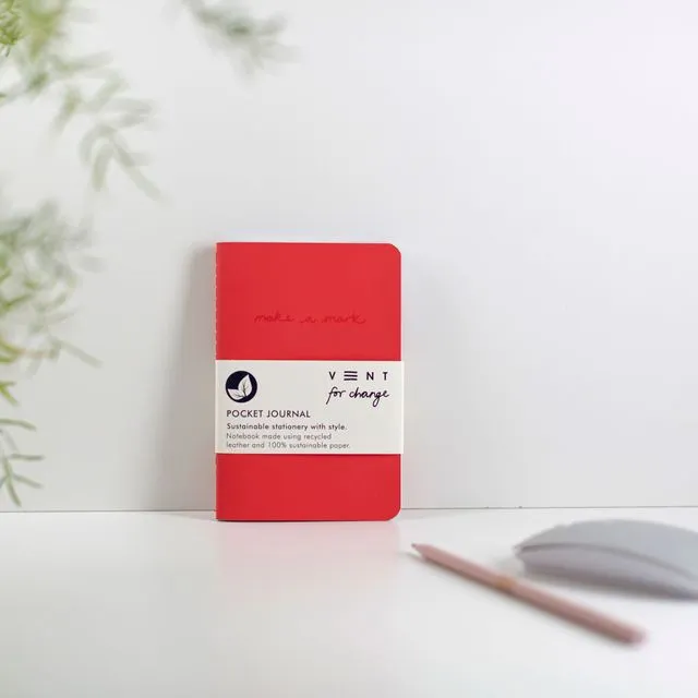 Notebook A6 Recycled Leather & Paper Journal Red