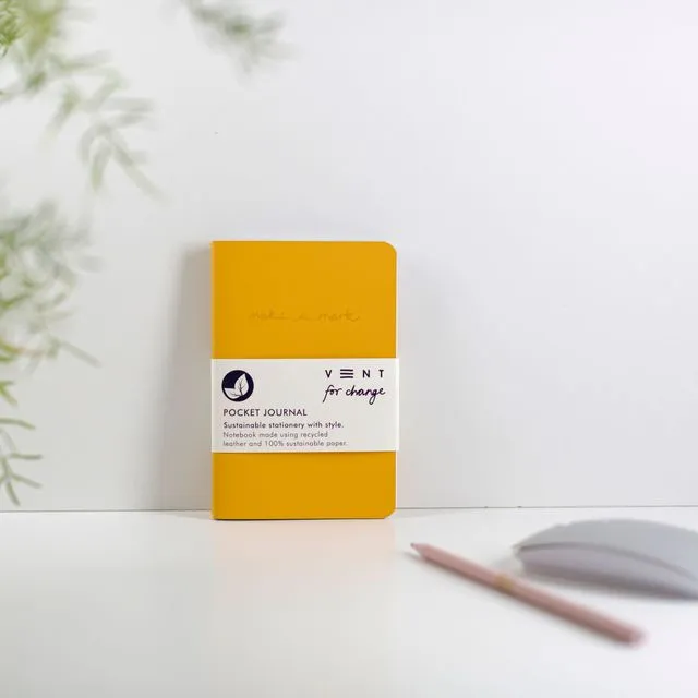 Notebook A6 Recycled Leather & Paper Journal Yellow