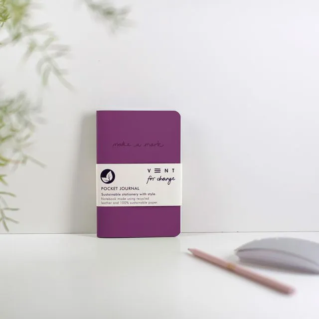 Notebook A6 Recycled Leather & Paper Journal Purple