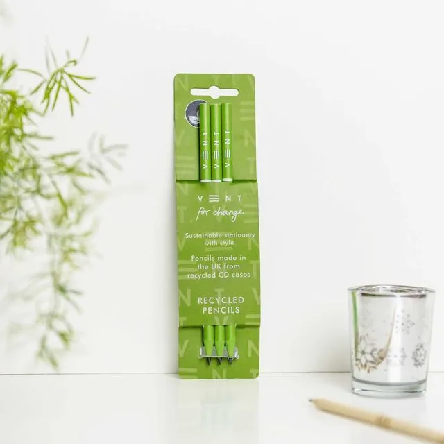 Pencils Pack of 3 recycled - Green