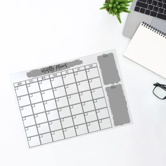 Grey Splash A3 Reuseable Acrylic Monthly Planner/Organiser