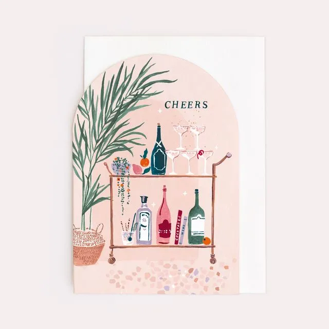 Bar Cart Cheers Card | Cocktails Birthday Cards | Luxury