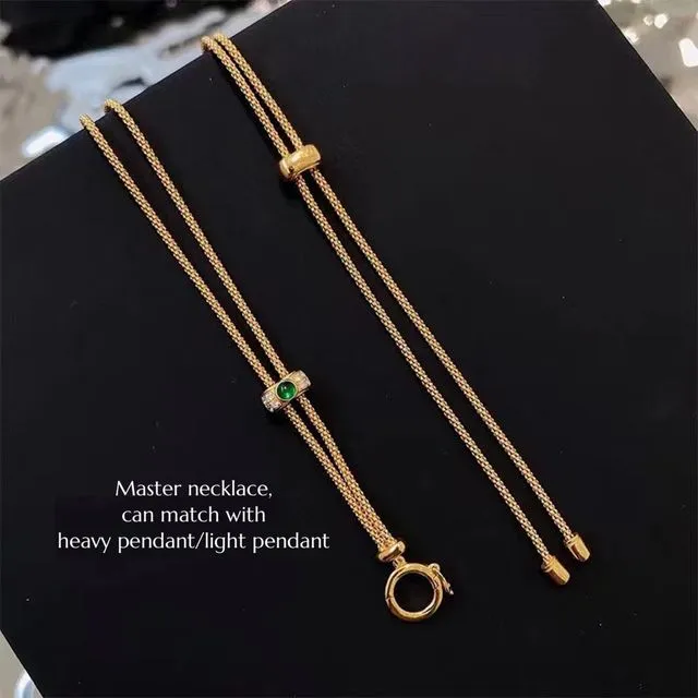 Vintage Inspired Master Necklace - gold vermeil-Adjustable - for large pendant