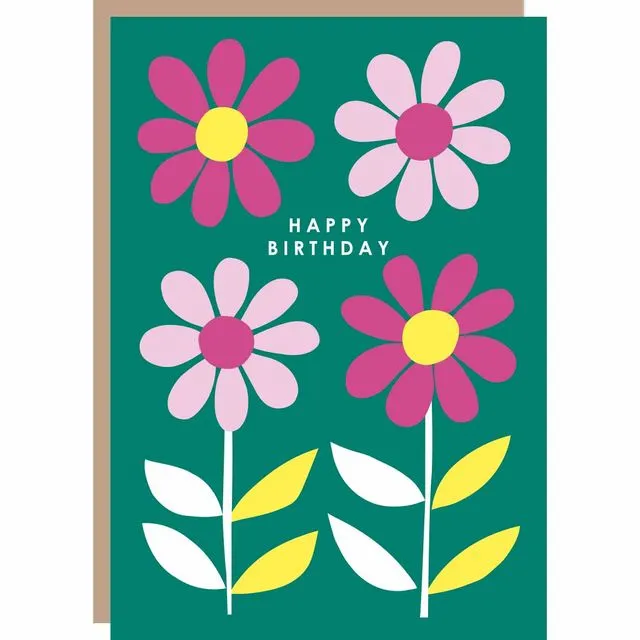 Four Daisies Birthday Card