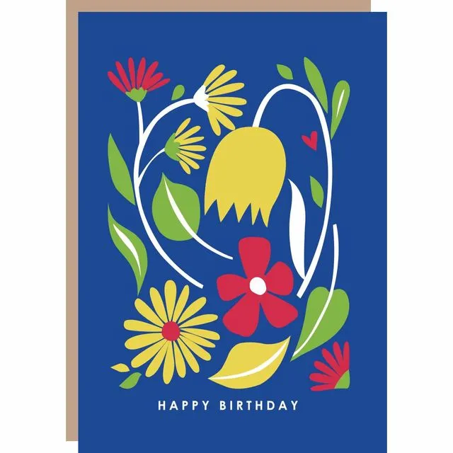 Spring Blooms Floral Birthday Card