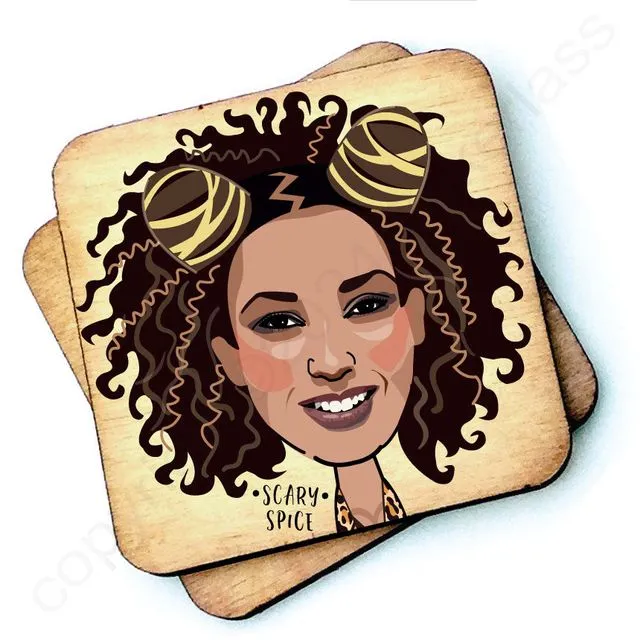 Scary Spice Character Wooden Coaster - RWC1 - Pack of 6