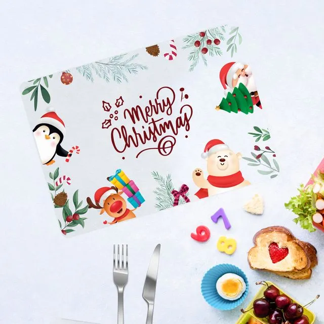 Wipeable Cute Characters Christmas Place Mat