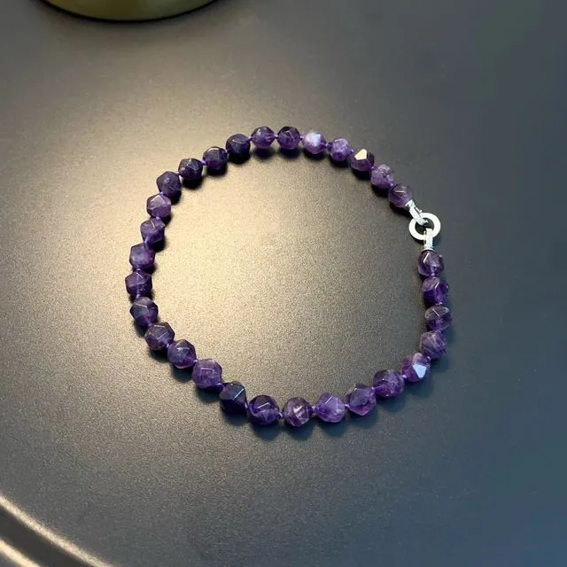 Chunky Purple Amethyst Faceted Beads Choker